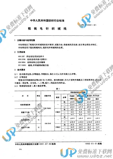 FZ/T 71002-1991 免费下载