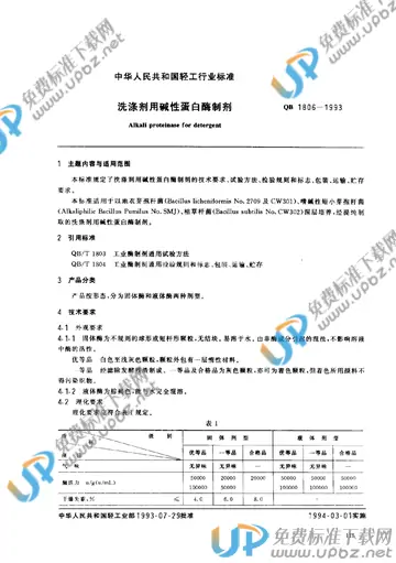 QB/T 1806-1993 免费下载